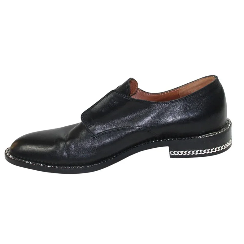 Givenchy Paris Rosanna Chain Black Leather Men’s Derby Shoe  Size 41  (US 8)
